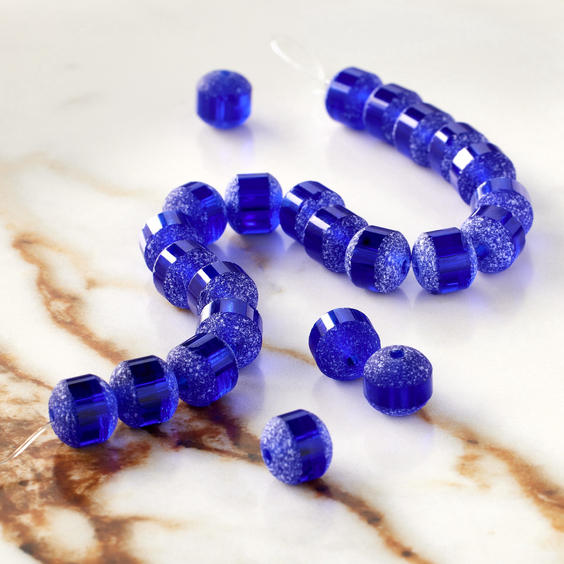 slide 3 of 3, Blue Matte Glass Round Beads, 8mm By Bead Landing, 8mm