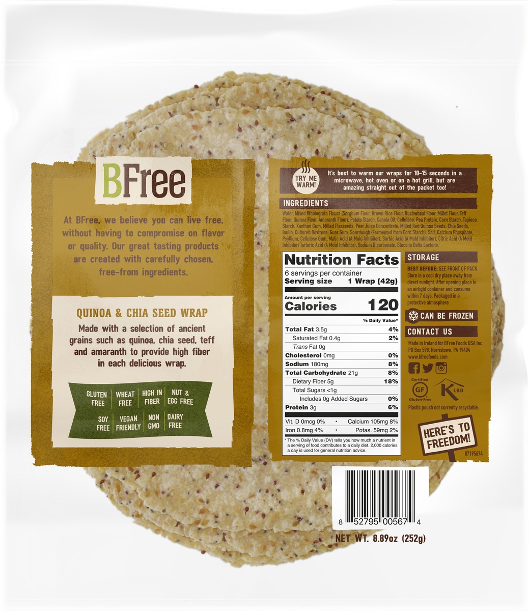 slide 3 of 3, BFree Quinoa & Chia Seed Wraps, 8.9 oz