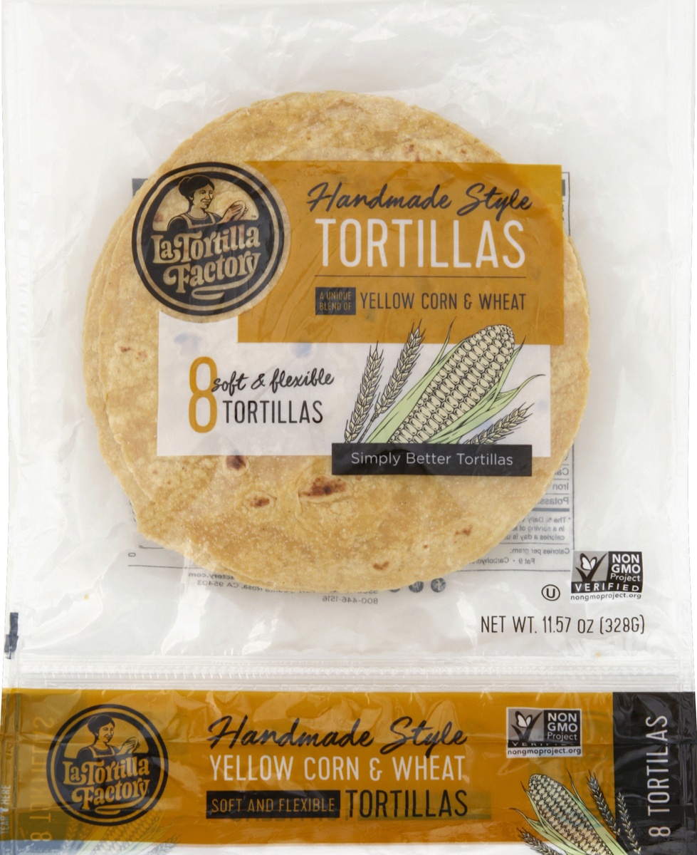 slide 3 of 5, La Tortilla Factory Yellow Corn & Wheat Handmade Style Tortillas, 8 ct