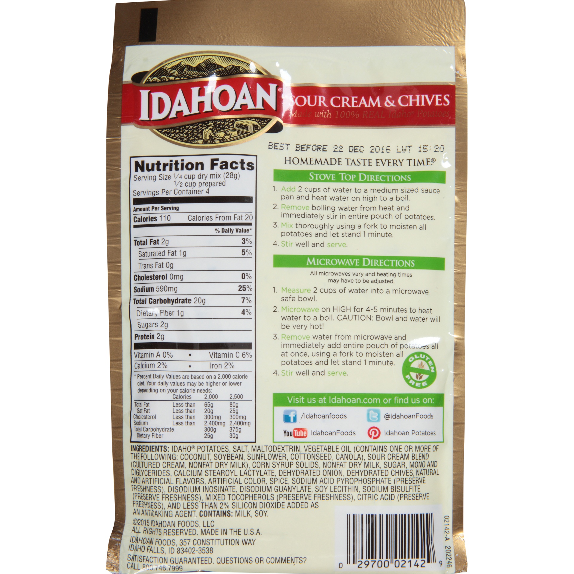 slide 4 of 6, Idahoan Sour Cream & Chives Mashed Potatoes, 4 oz