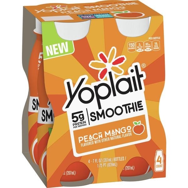 slide 1 of 1, Yoplait Peach Mango Smoothie, 4 ct; 7 fl oz