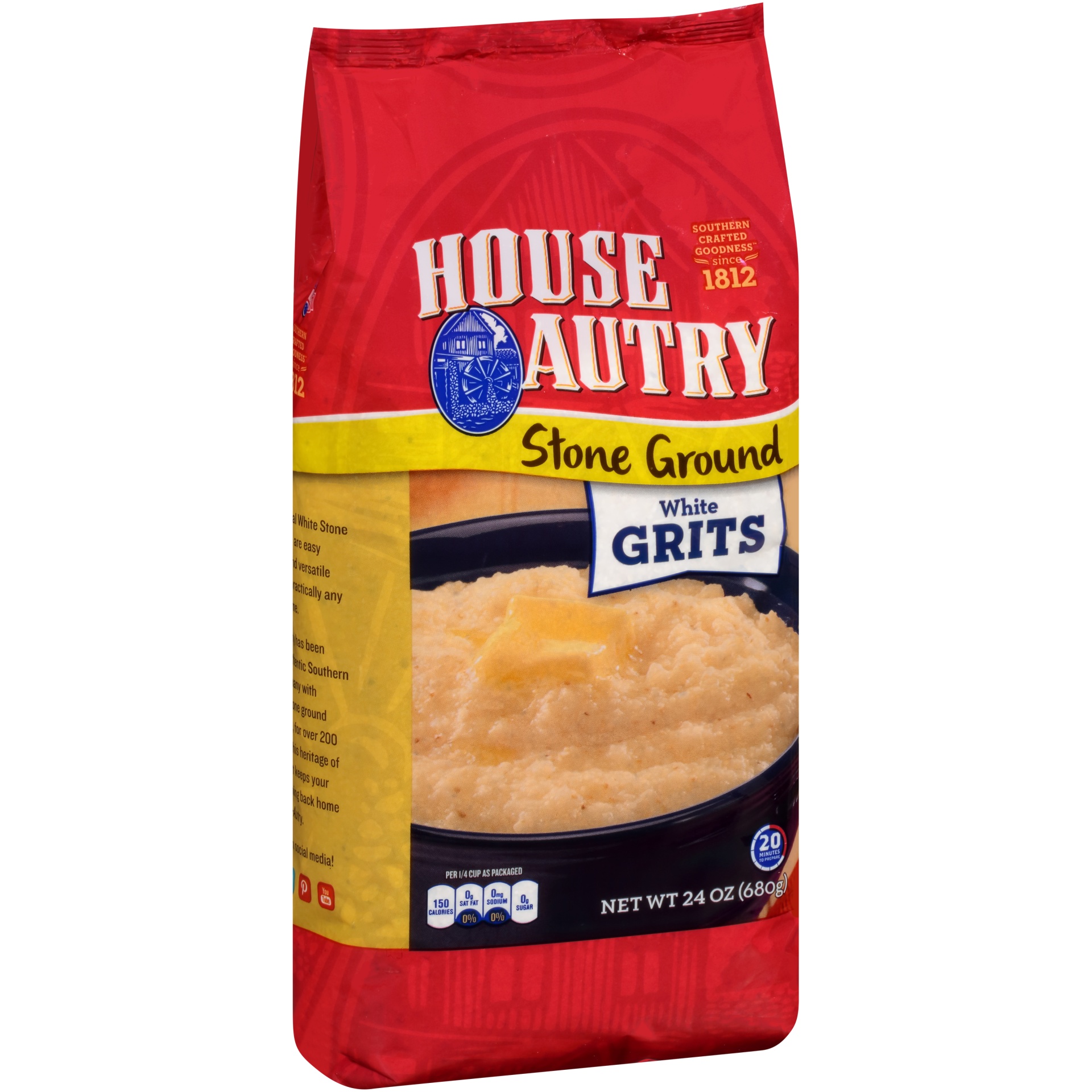 slide 1 of 1, House-Autry White Stone Ground Grits, 24 oz