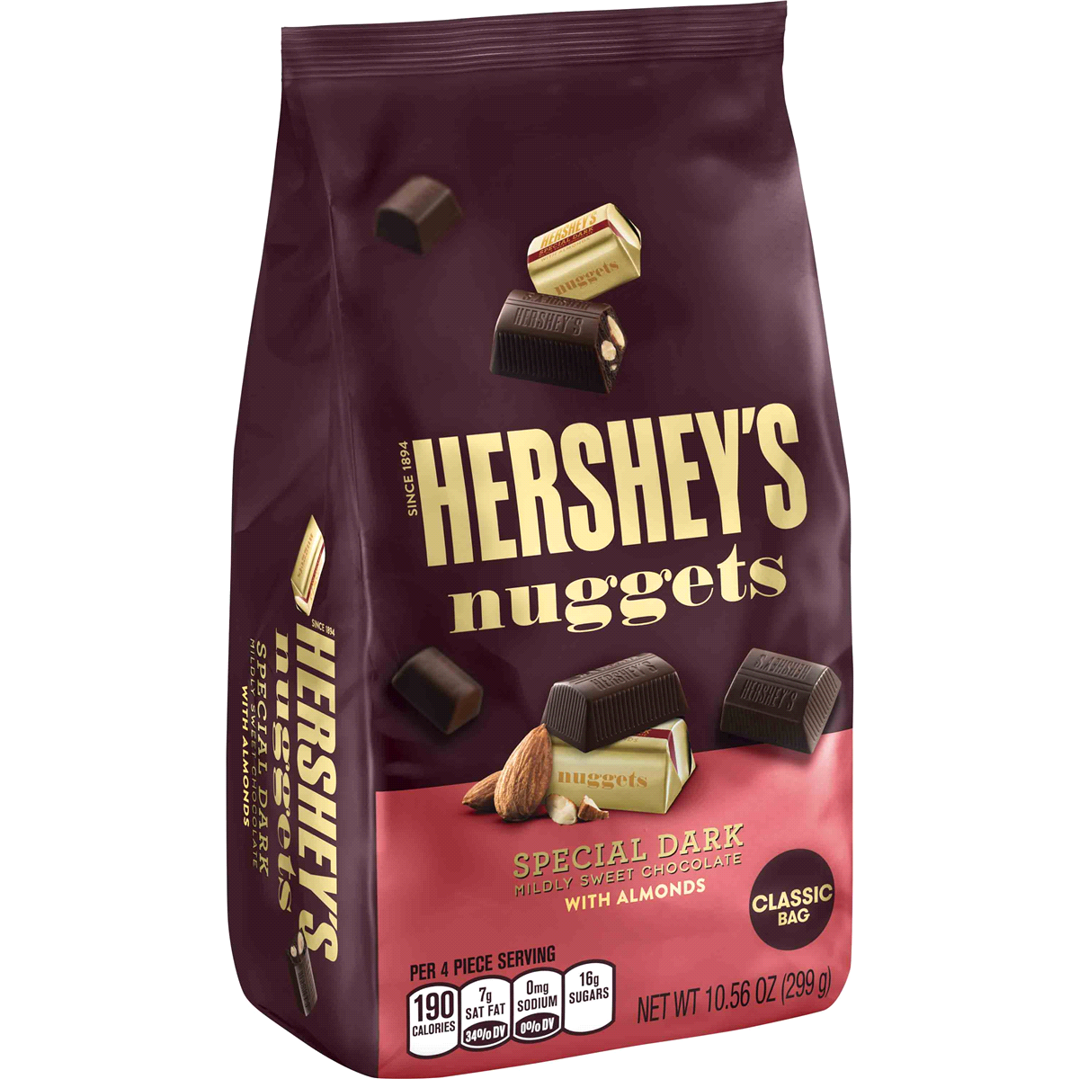 slide 3 of 7, Hershey's Nuggets Dark Chocolate with Almonds, 10.56 oz