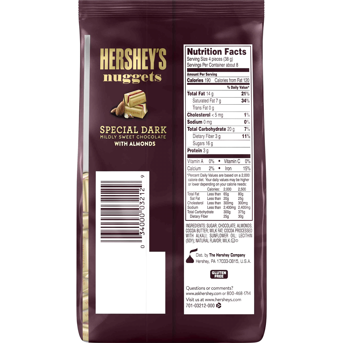 slide 4 of 7, Hershey's Nuggets Dark Chocolate with Almonds, 10.56 oz