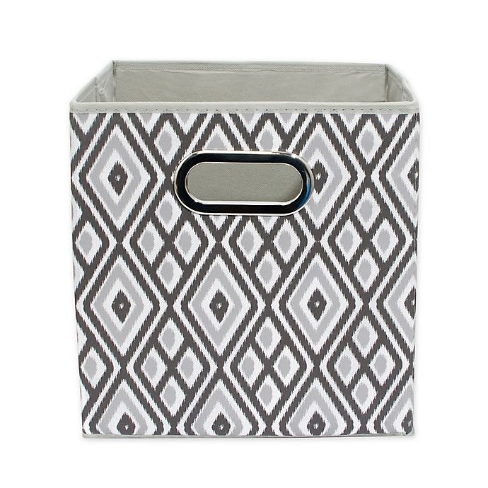 slide 1 of 2, Relaxed Living Grey Ikat Square Collapsible Storage Bin, 11 in