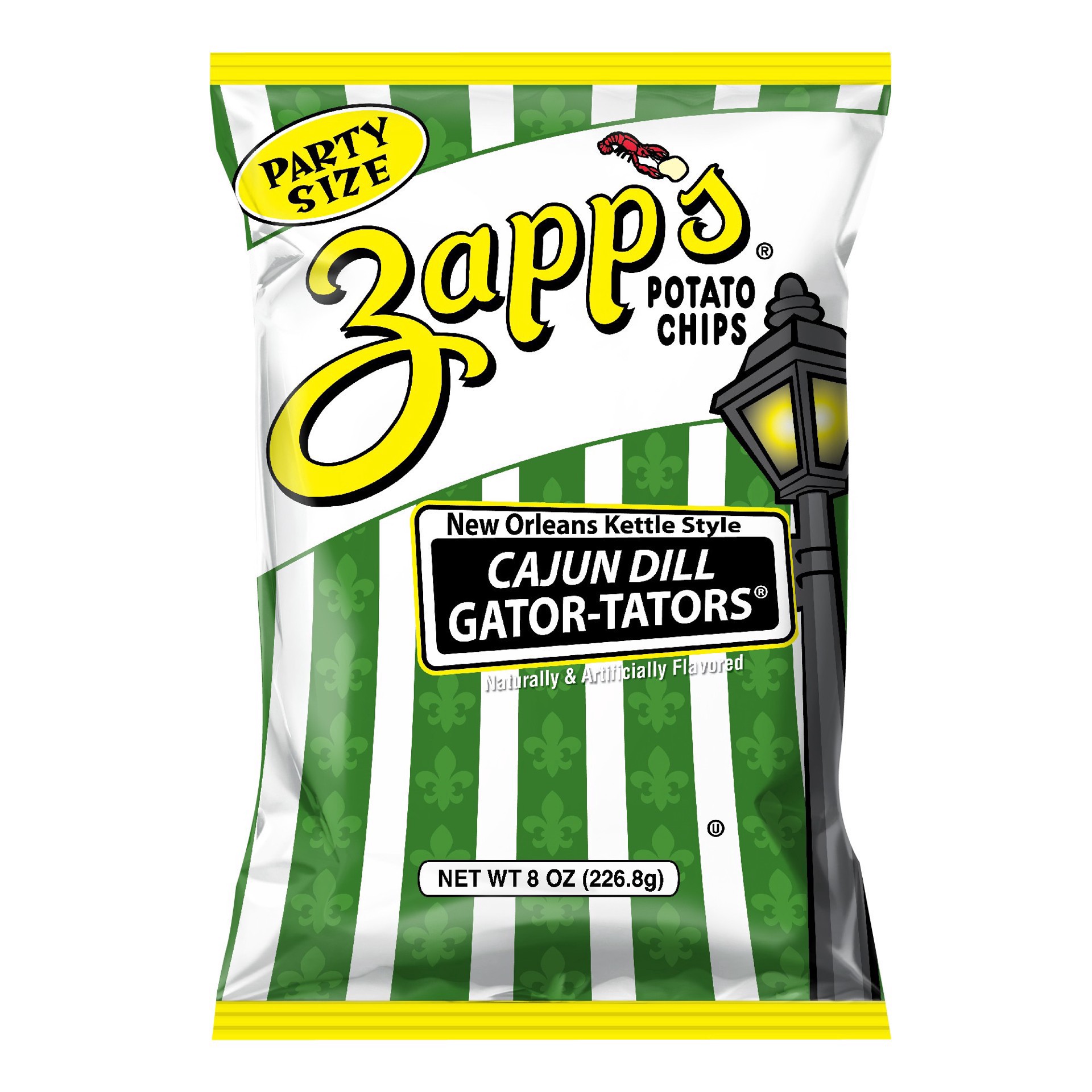 slide 2 of 3, Zapp's 8 oz Zapp's Cajun Dill Gator-Tators New Orleans Kettle Style Potato Chips, 8 pt