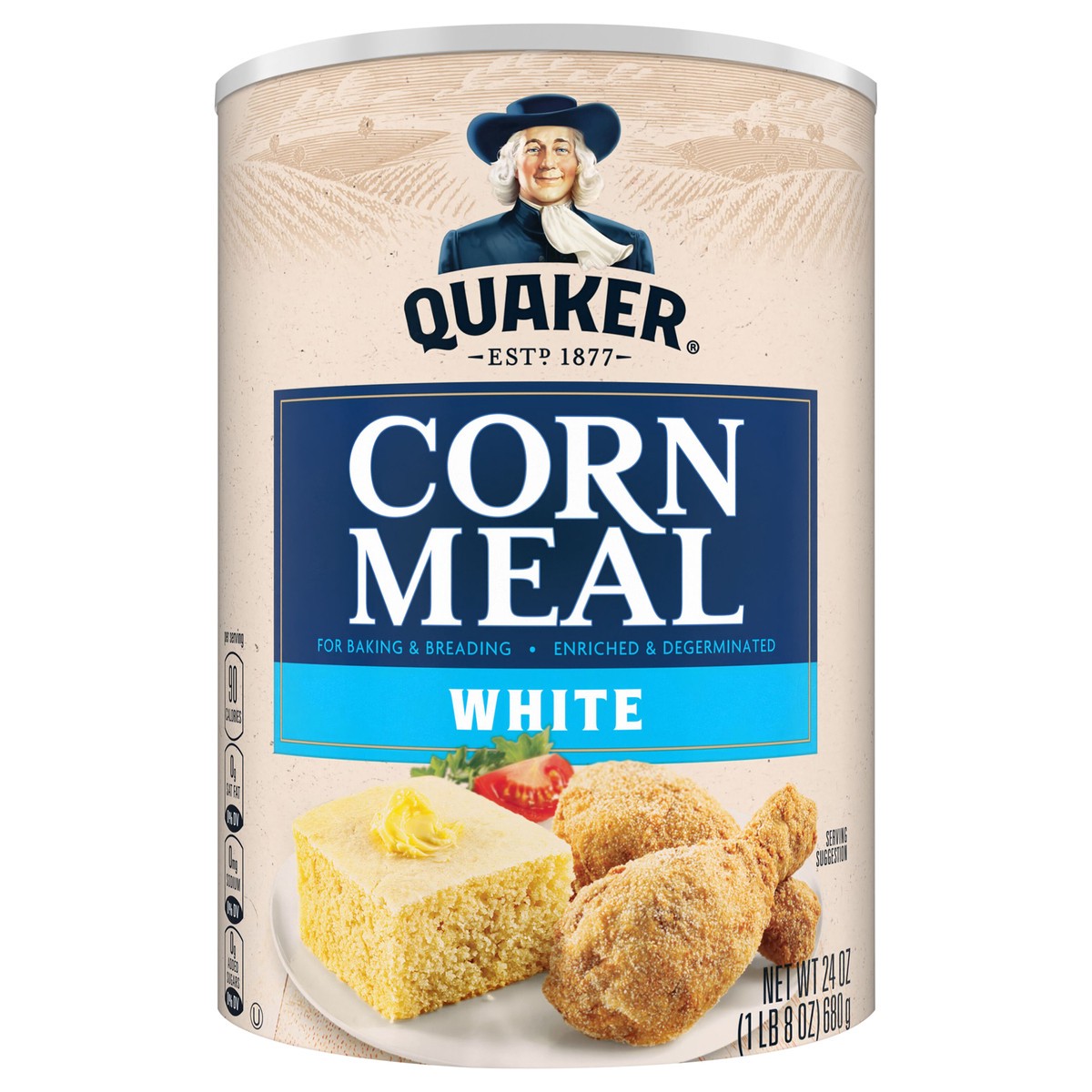 slide 1 of 4, Quaker White Corn Meal Enriched And Degerminated 24 Oz, 24 oz