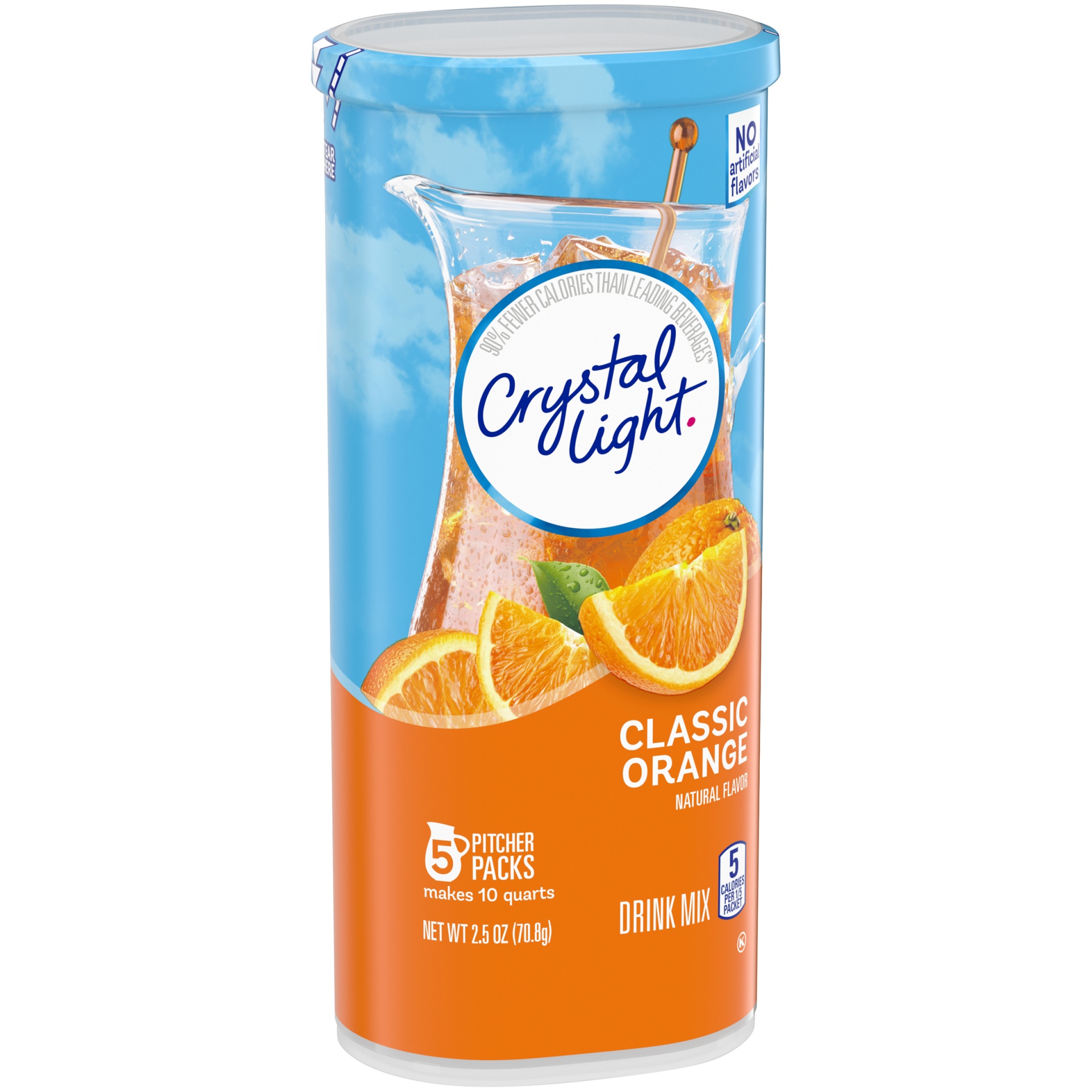 slide 2 of 6, Crystal Light Classic Orange Naturally Flavored Powdered Drink Mix Pitcher, 5 ct; 2.5 oz