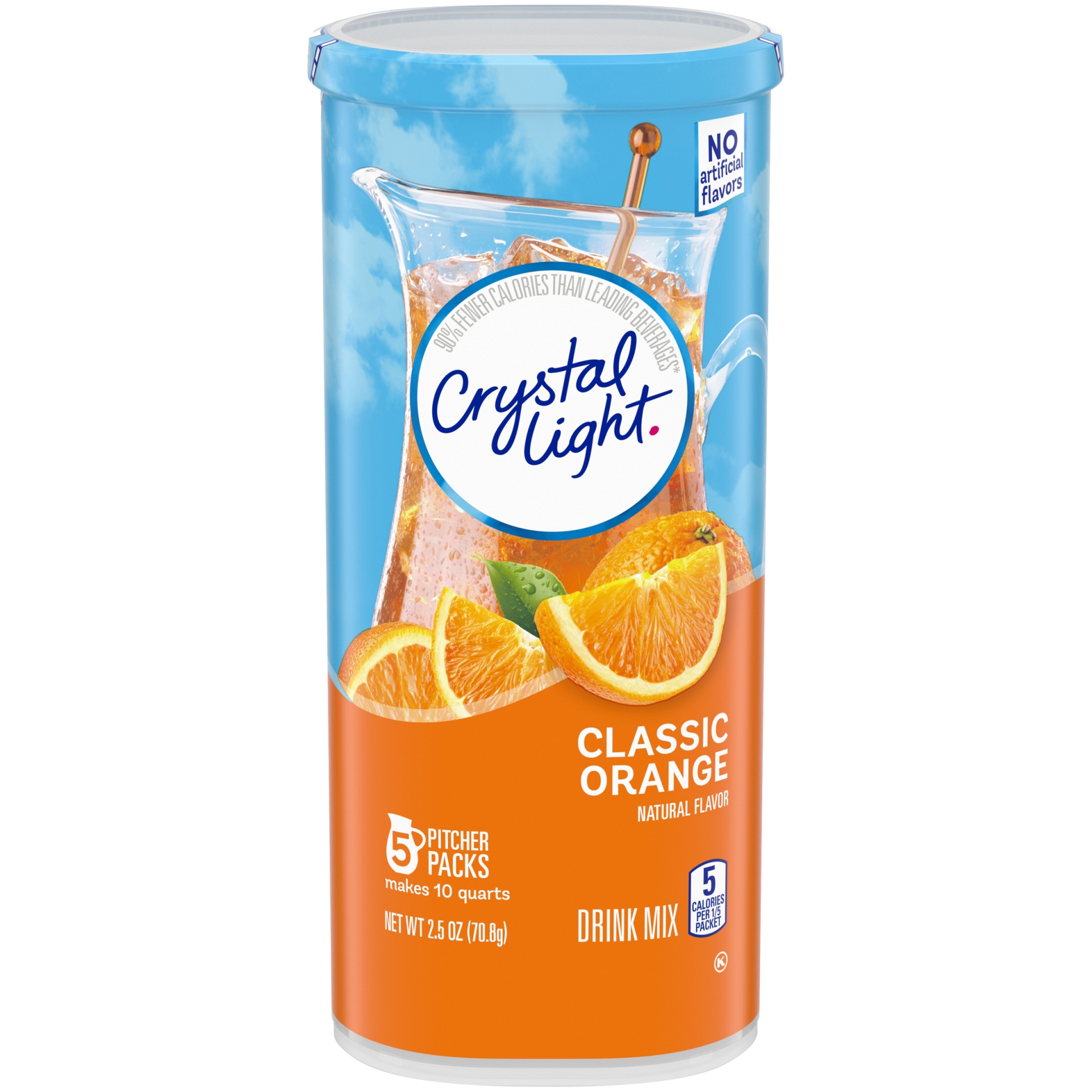 slide 1 of 6, Crystal Light Classic Orange Naturally Flavored Powdered Drink Mix Pitcher, 5 ct; 2.5 oz