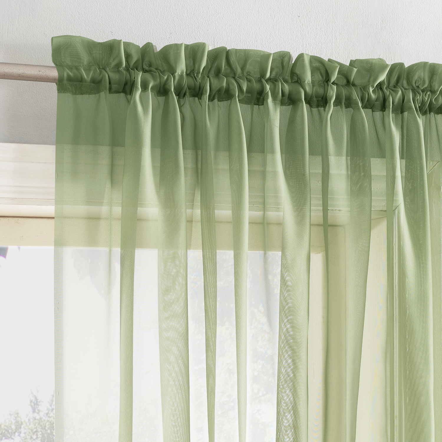 slide 4 of 6, Emily Sheer Panel 59x84" Sage, 59 x 84 