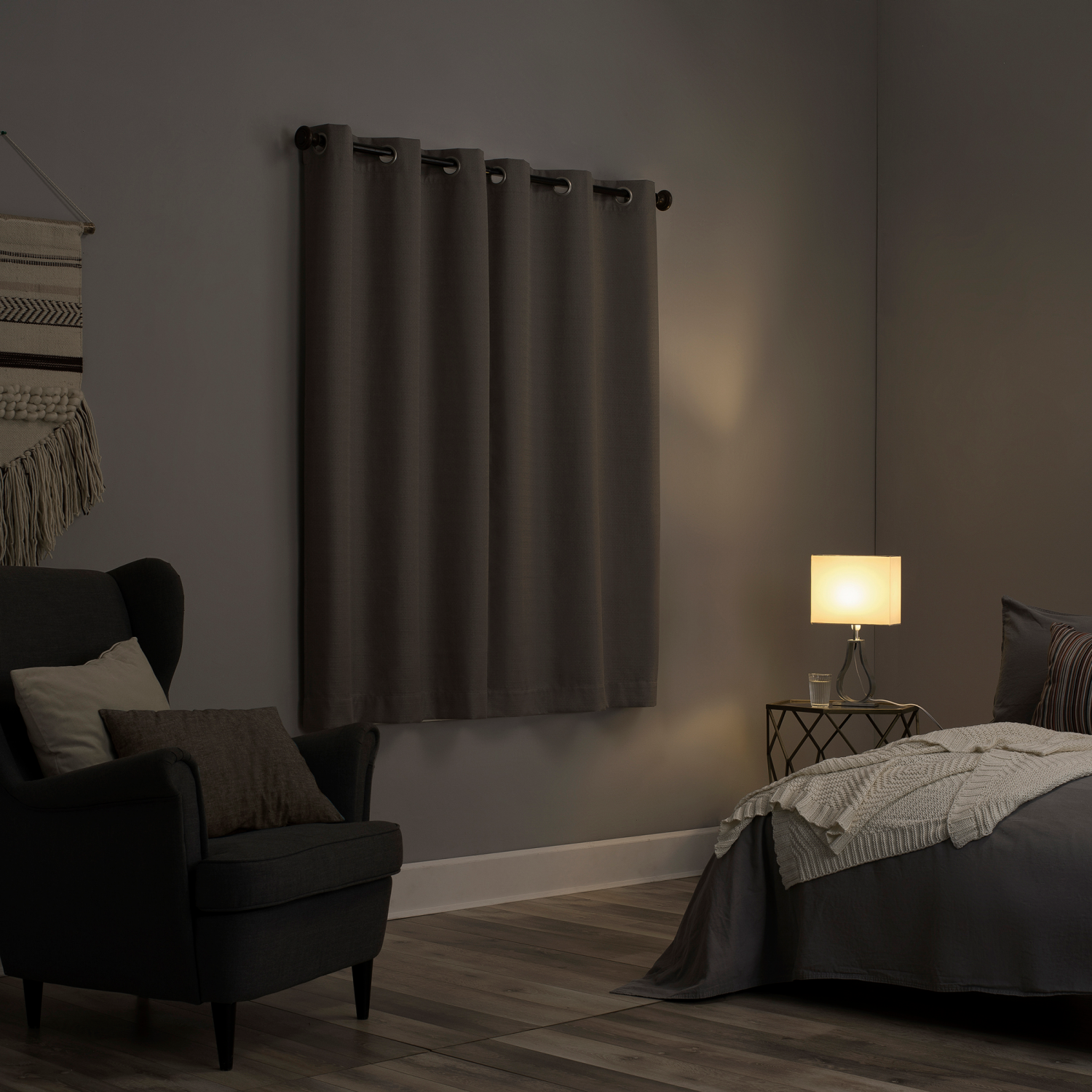 slide 5 of 7, Sun Zero Doret Blackout Panel Pair Grey 74x63", 1 ct