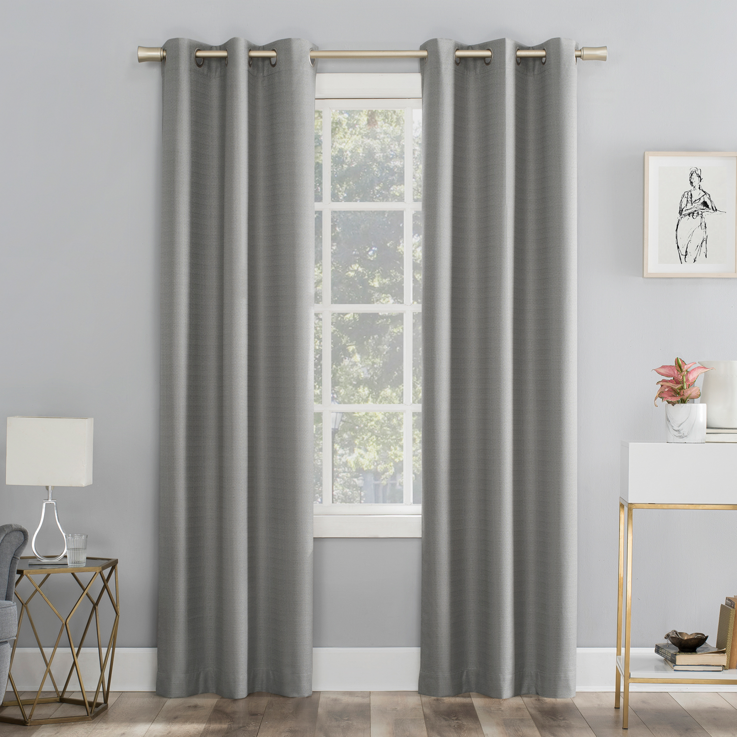 slide 1 of 7, Sun Zero Doret Blackout Panel Pair Grey 74x84", 1 ct