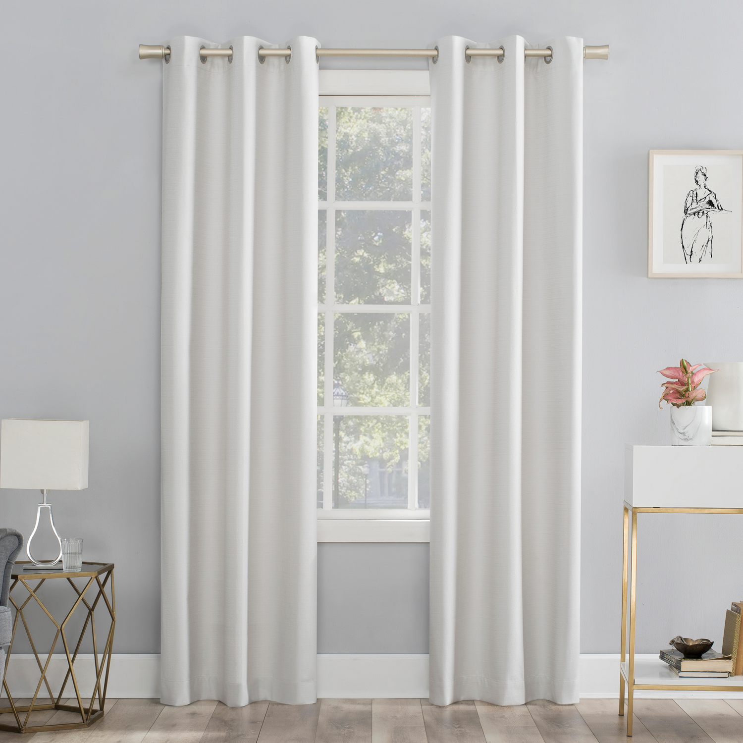 slide 1 of 7, Sun Zero Doret Blackout Panel Pair Pearl 74x84", 1 ct