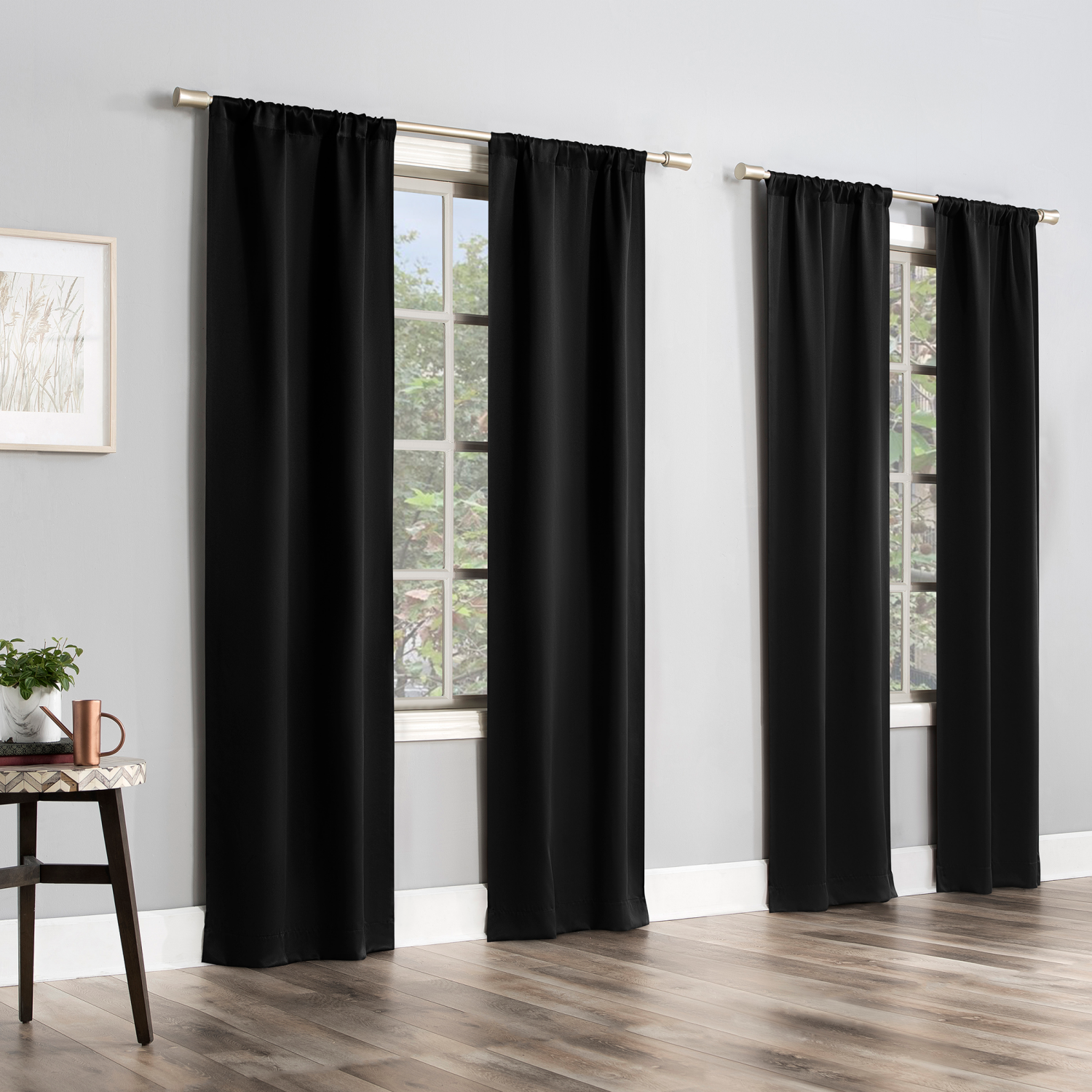 slide 1 of 4, Sun Zero Clarkson Room Darkening Panels Black 104x84", 4 ct