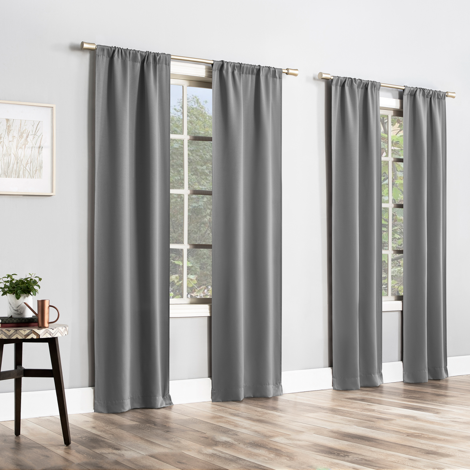 slide 1 of 4, Sun Zero Clarkson Room Darkening Panels Grey 104x84", 4 ct