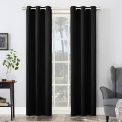 Sun Zero Walter Grommet Panel Pair Black 74x63"