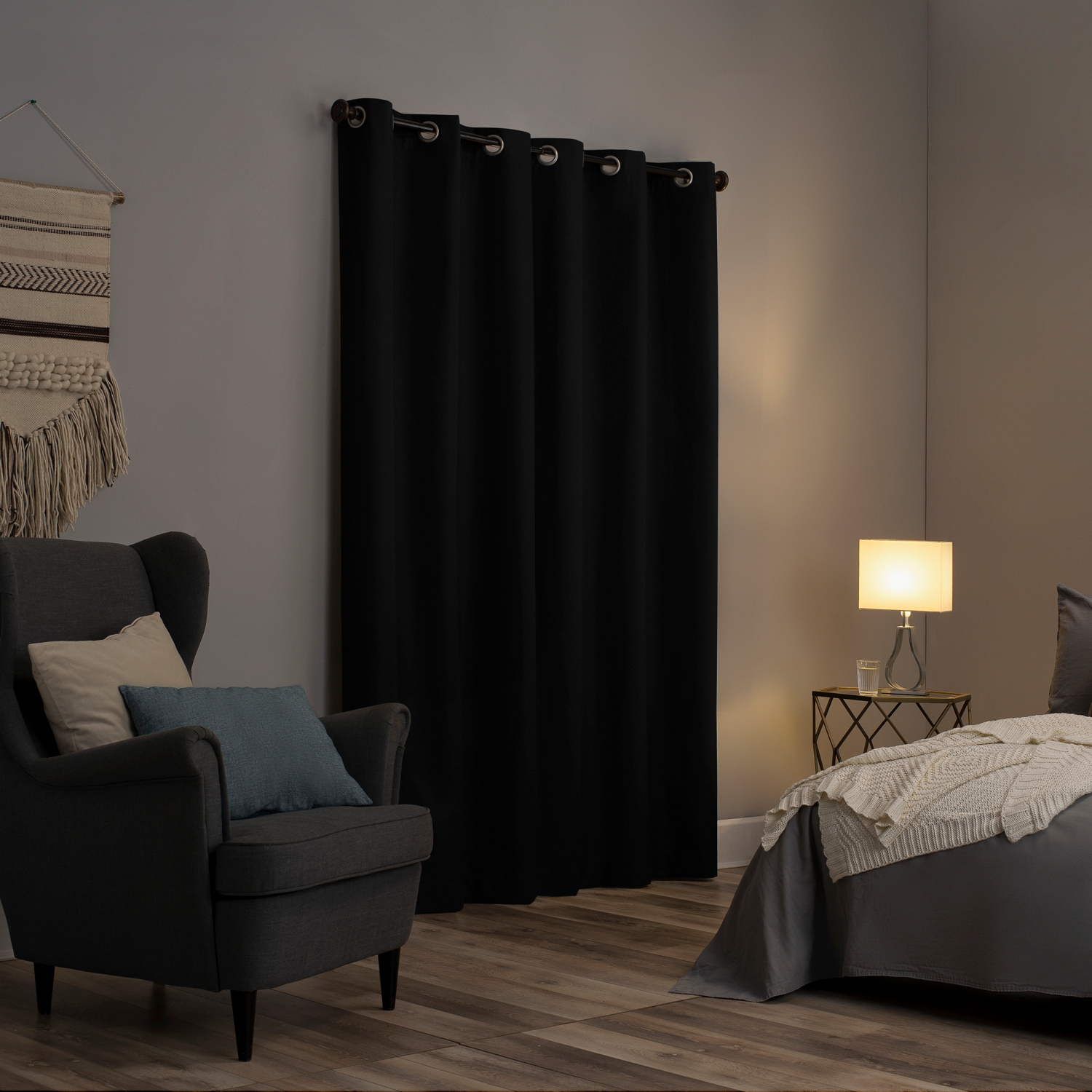 slide 5 of 7, Sun Zero Lichtenberg Doret Black 74x63", 1 ct