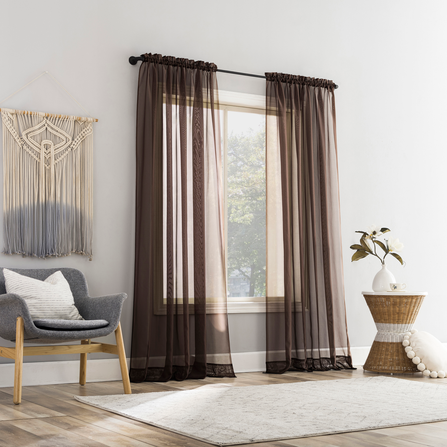 slide 8 of 8, Emily Sheer Panel 59x63" Espresso, 1 ct