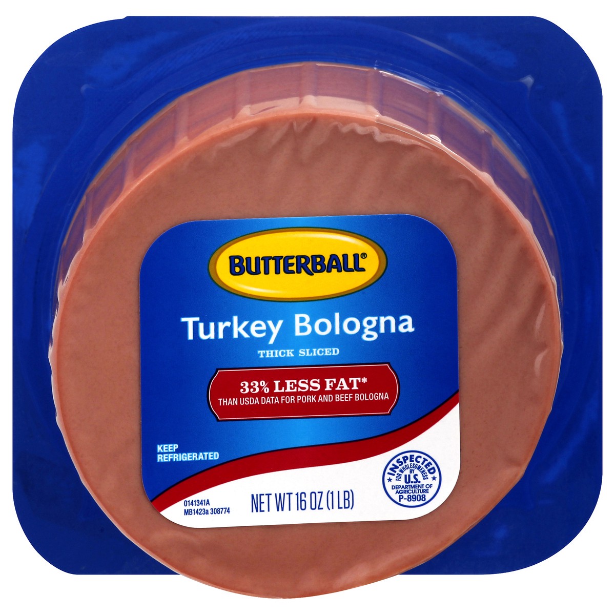 slide 1 of 13, Butterball Thick Sliced Turkey Bologna 16.0 oz, 16 oz