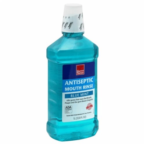 slide 1 of 1, Harris Teeter Antiseptic Mouth Rinse - Blue Mint, 33.8 oz