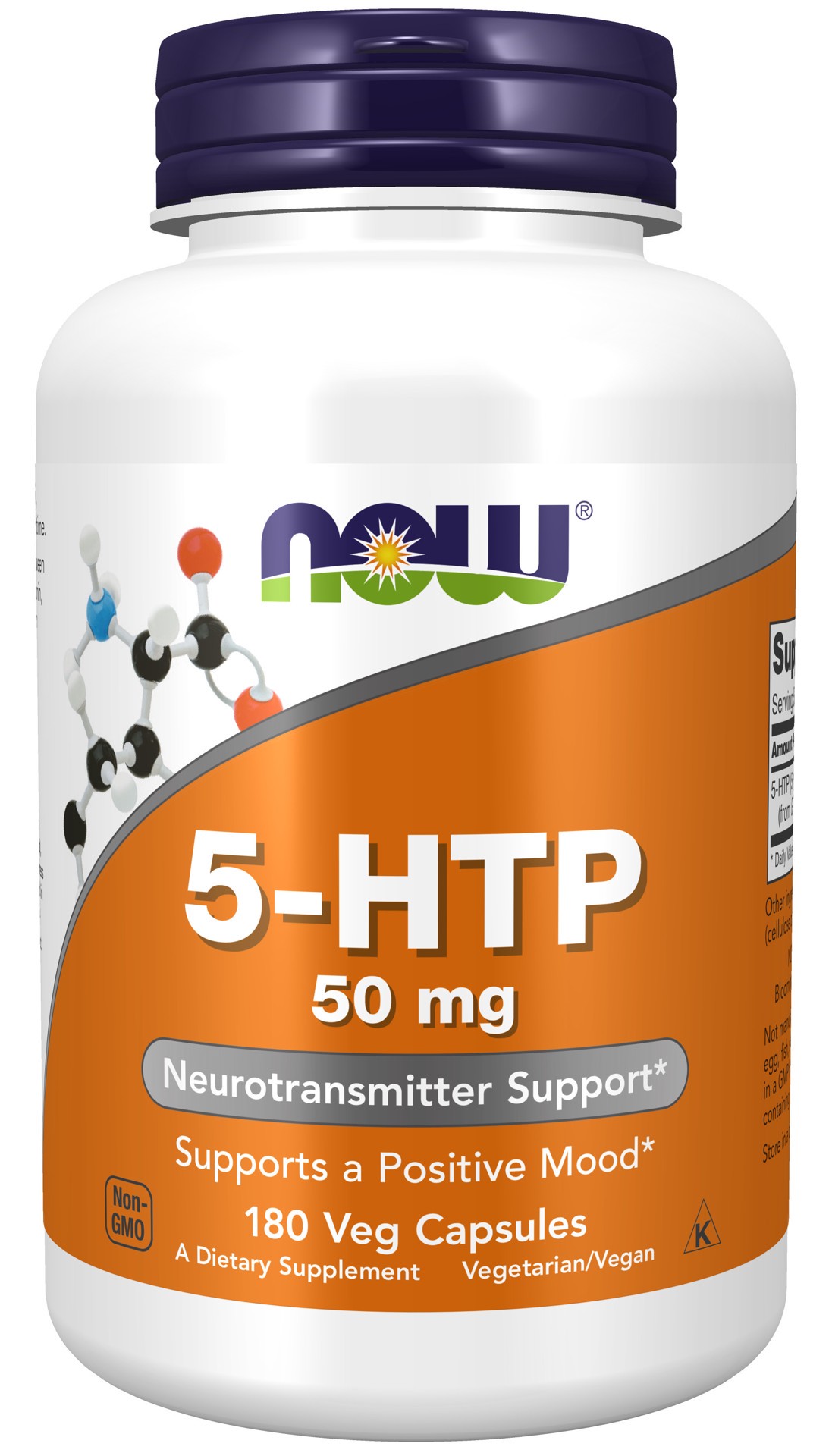 slide 1 of 4, NOW 5-HTP 50 mg - 180 Veg Capsules, 180 ct