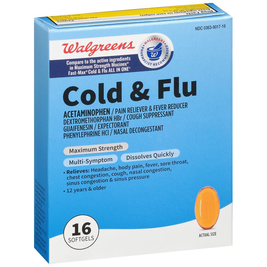slide 5 of 5, Walgreens Cold & Flu Softgels, 16 ct