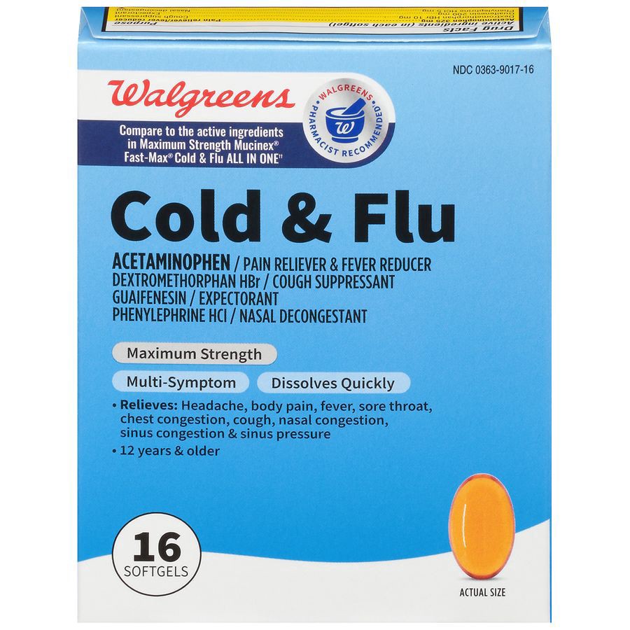 slide 1 of 5, Walgreens Cold & Flu Softgels, 16 ct
