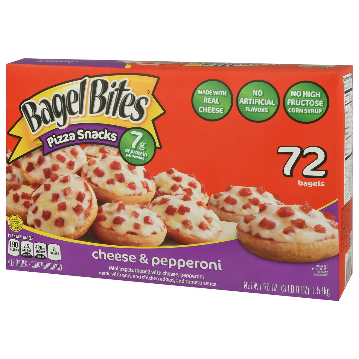 slide 8 of 9, Bagel Bites Cheese & Pepperoni Mini Pizza Bagel Frozen Snacks, 72 ct Box, 72 pk