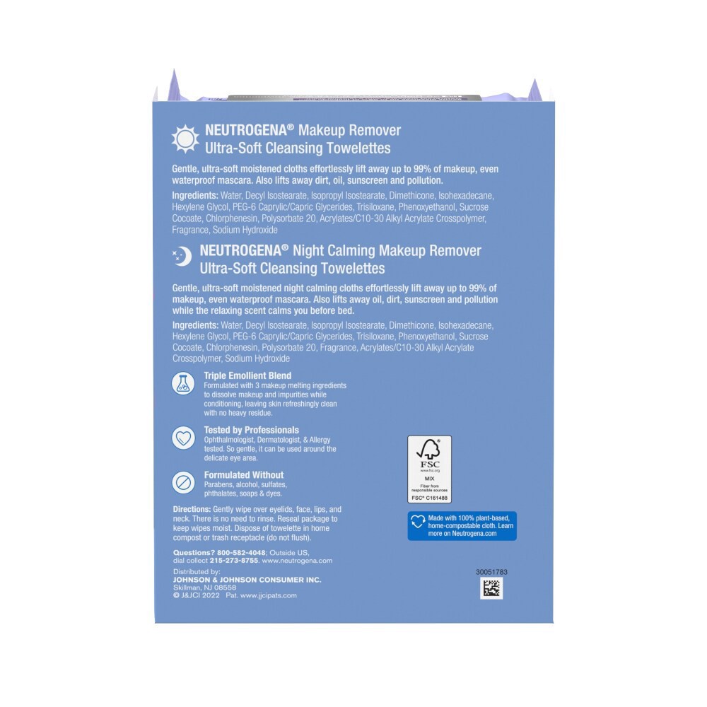 slide 4 of 6, Neutrogena Day & Night Makeup Remover Cleansing Wipes, 3 x 25 ct, 75 ct