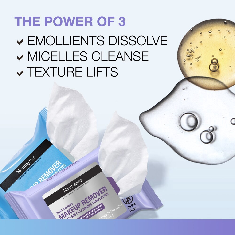 slide 3 of 6, Neutrogena Day & Night Makeup Remover Cleansing Wipes, 3 x 25 ct, 75 ct