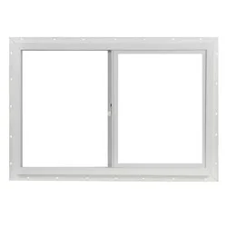 Project Source 10001 Series 35-1/2-in x 23-1/2-in Left-Handed White with White Interior Vinyl Sliding Window with Single Strength Glass (Half Screen Included)