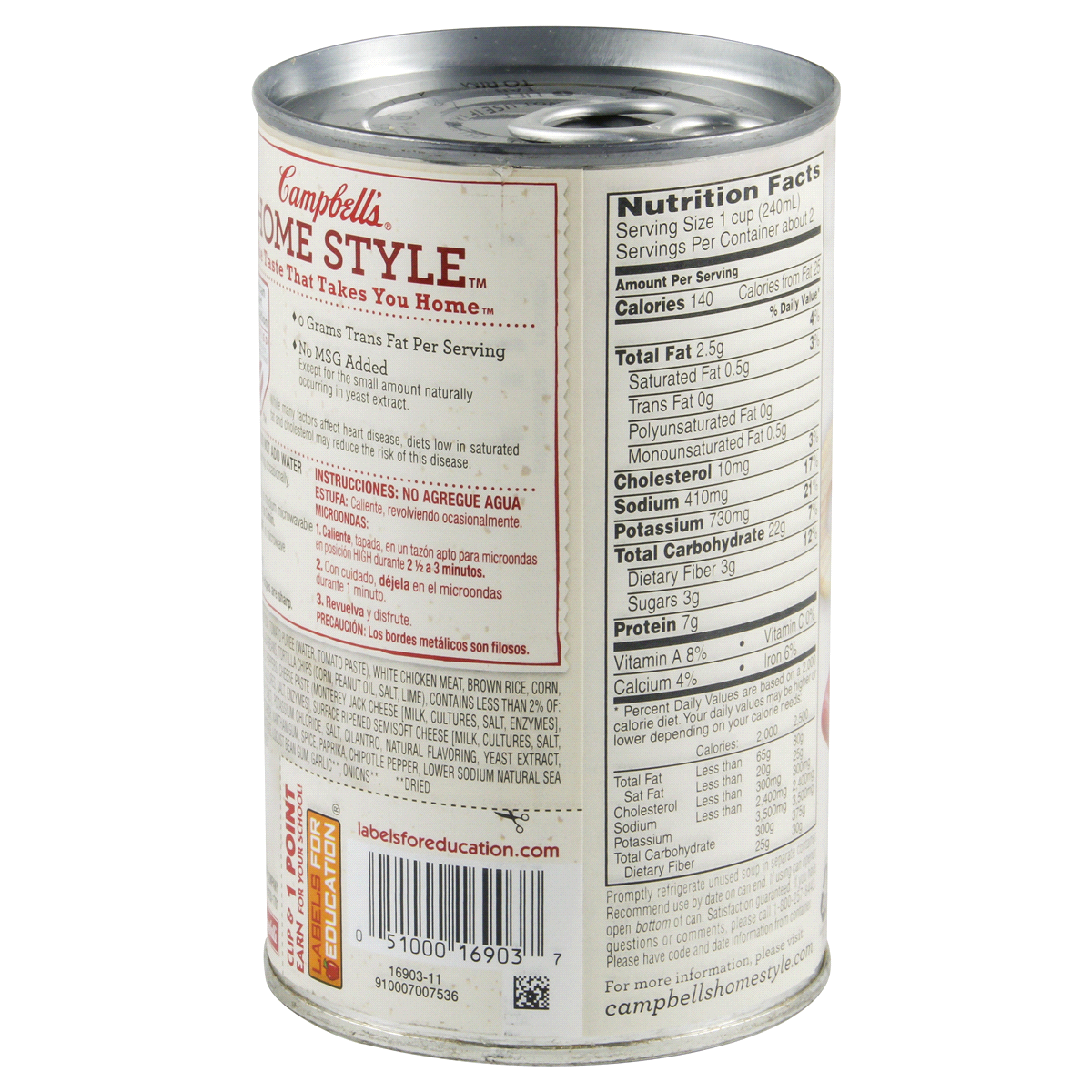 slide 4 of 4, Campbell's Homestyle Healthy Request Soup, Mexican Style Chicken Tortilla Soup, 18.6 Oz Can, 18.6 oz