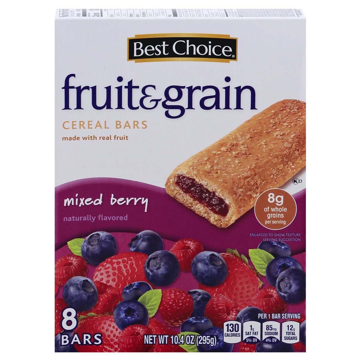 slide 1 of 1, Best Choice Mixed Berry Fruit & Grain Cereal Bars, 8 ct