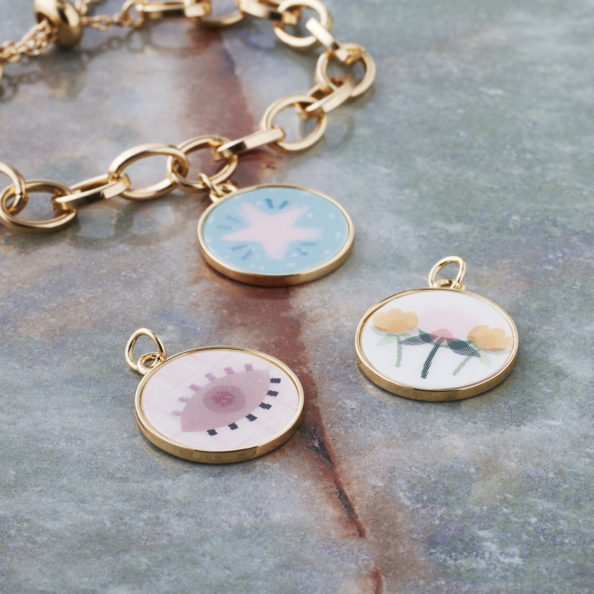 slide 3 of 7, Round Lenticular Charm Set By Bead Landing, 20mm x 22mm