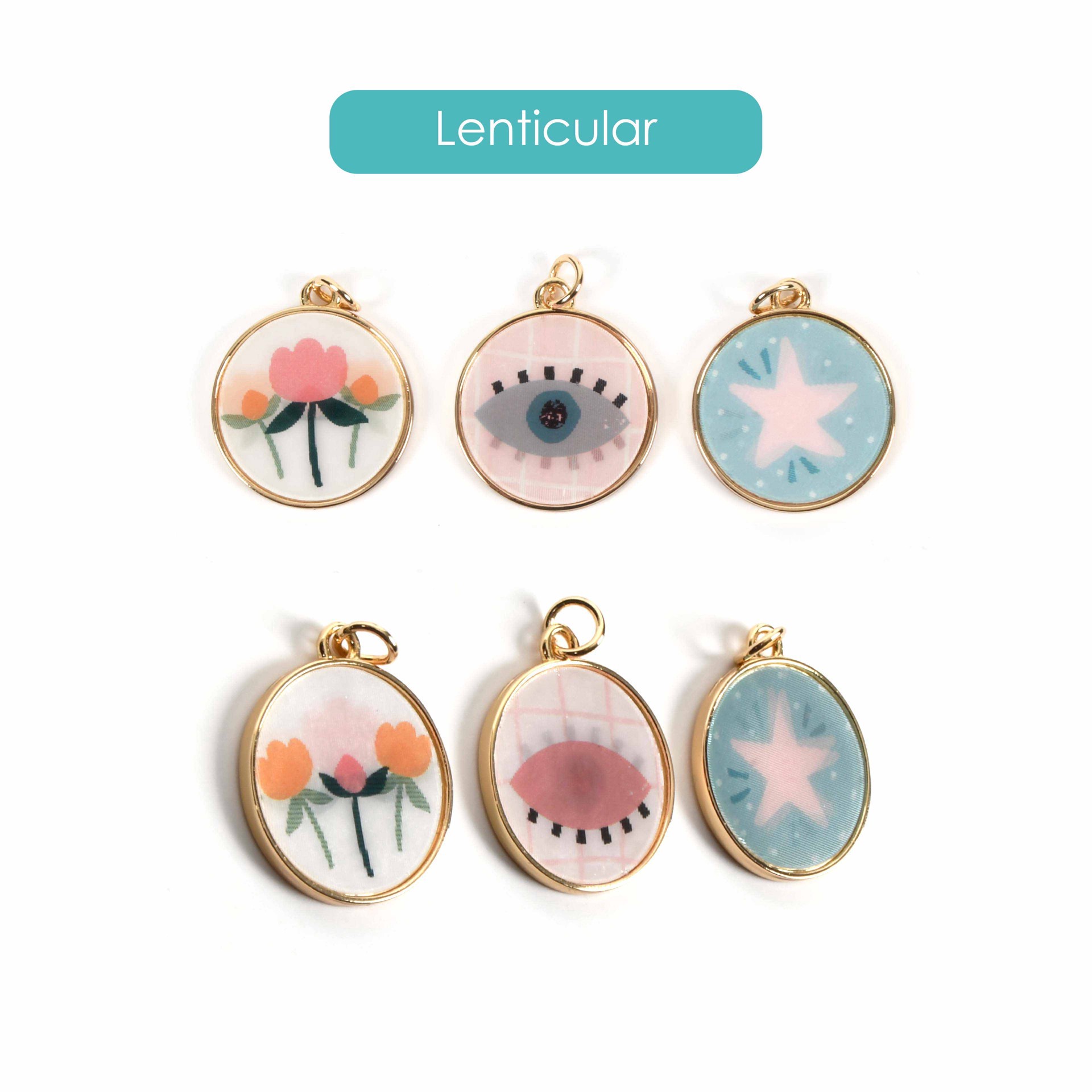 slide 7 of 7, Round Lenticular Charm Set By Bead Landing, 20mm x 22mm