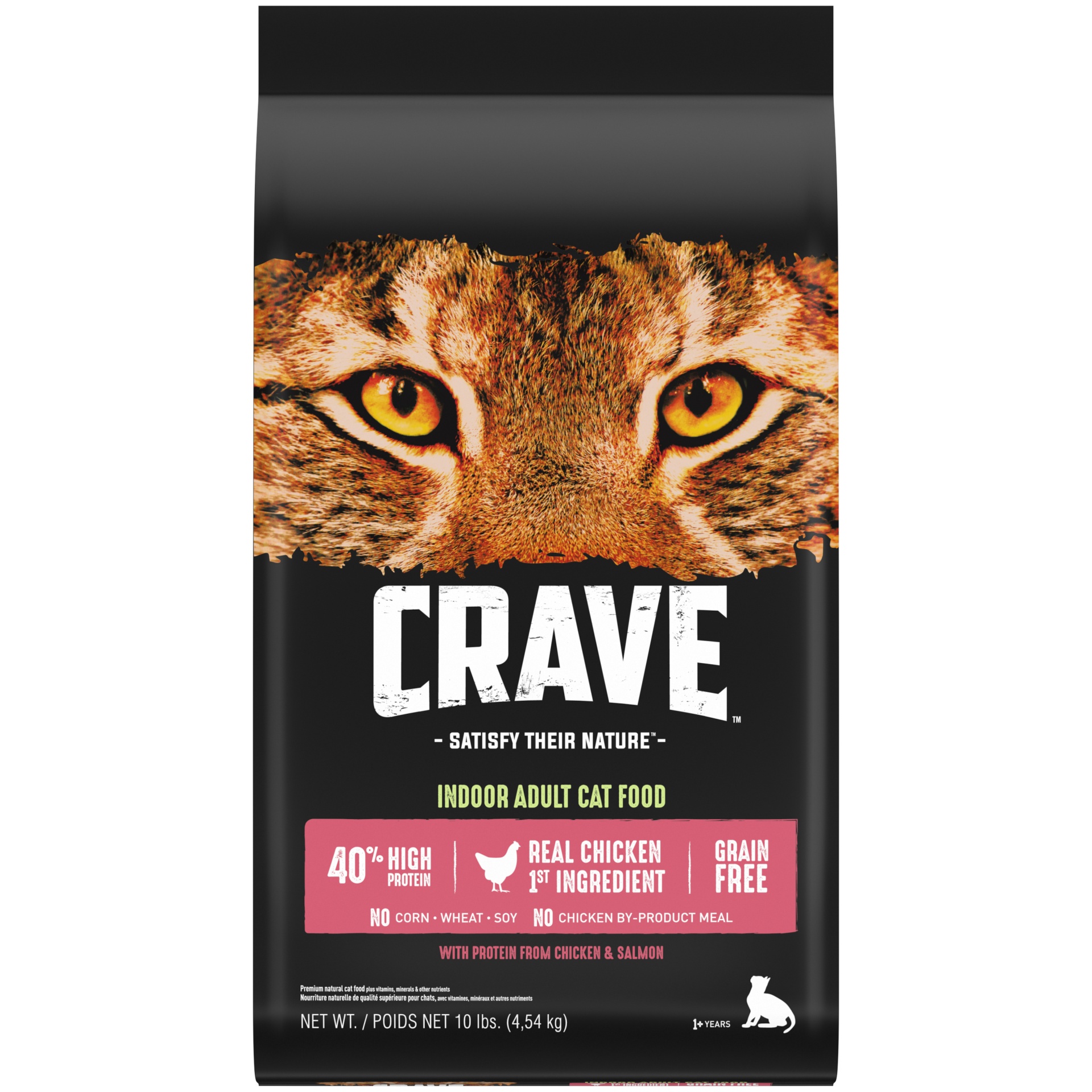 slide 1 of 1, CRAVE Grain Free Indoor Dry Cat Food With Protein From Chicken And Salmon, 10 lb