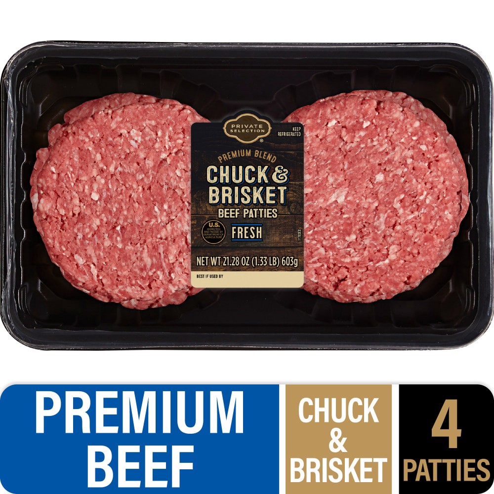 slide 1 of 4, Private Selection® Chuck & Brisket Patties, 21.28 oz