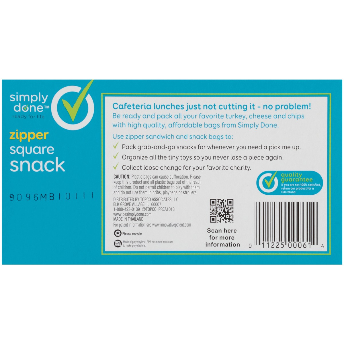 slide 7 of 8, Simply Done Zipper Square Snack Bags, 100 ct