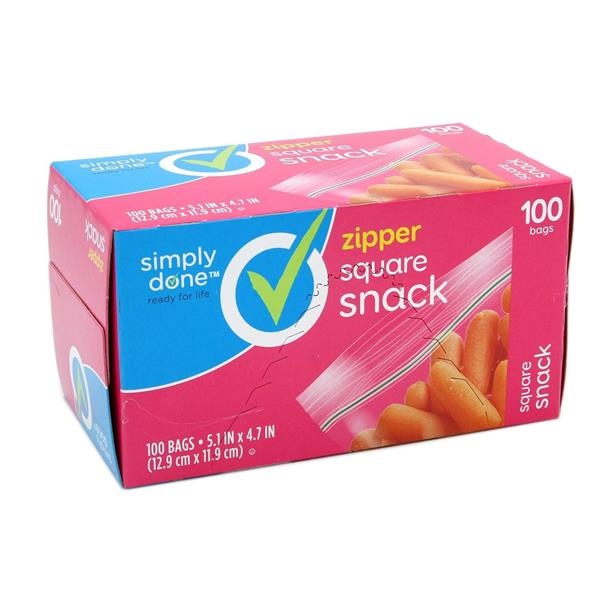 Simply Done - Simply Done, Zipper Square Snack Bags (100 count), Shop