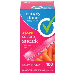 Simply Done Zipper Square Snack Bags - 100 ct