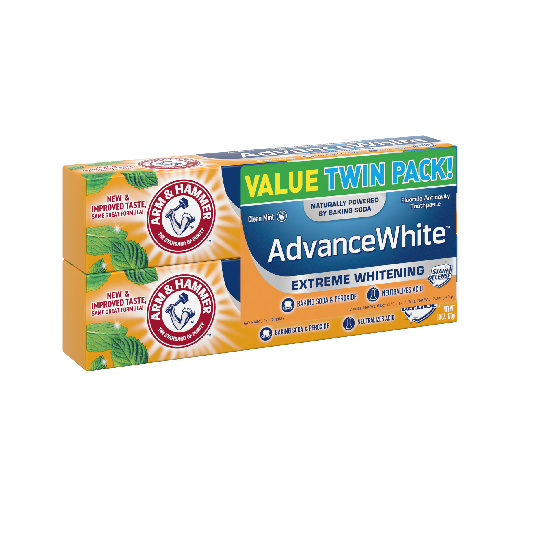 slide 6 of 6, ARM & HAMMER AdvanceWhite Extreme Whitening Baking Soda & Peroxide Toothpaste, 2 ct; 6 oz