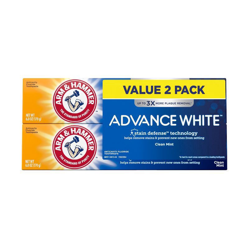 slide 1 of 6, ARM & HAMMER AdvanceWhite Extreme Whitening Baking Soda & Peroxide Toothpaste, 2 ct; 6 oz
