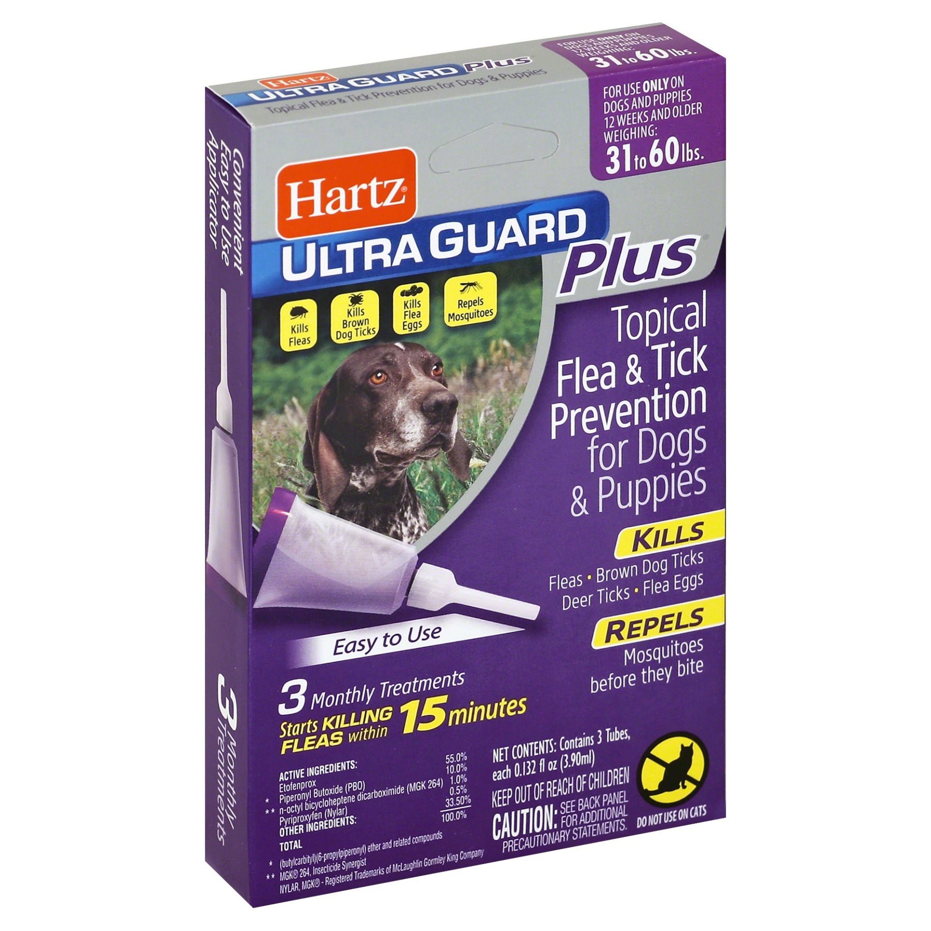 slide 1 of 1, Hartz Flea & Tick Prevention, Topical, for Dogs & Puppies, 3 ct