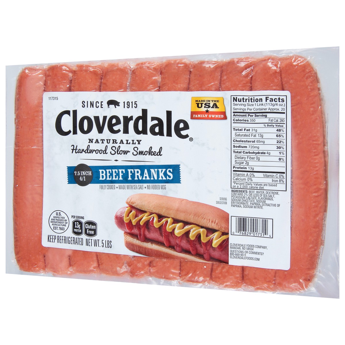 slide 3 of 11, Cloverdale Beef Hot Dogs 6 Inch 4/1 Franks (Bulk), 5 lb