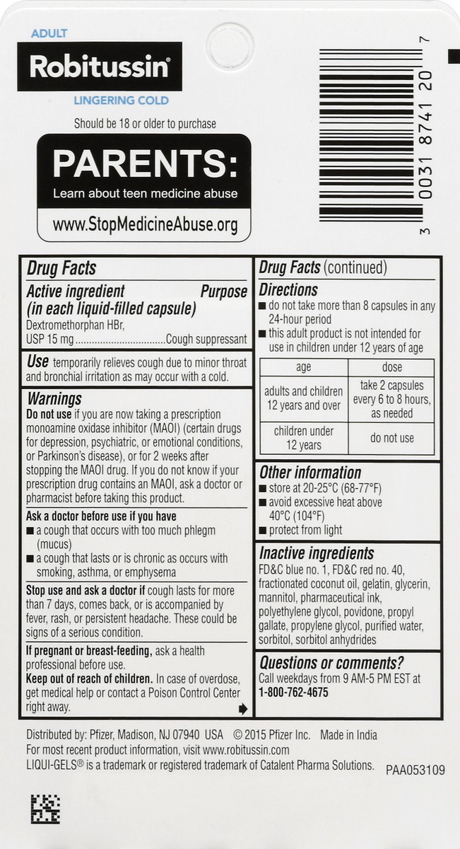 slide 3 of 4, Robitussin Cough Gels 20 ea, 20 ct