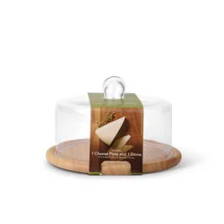 Dash of That Cheese Plate with Lid 9.13 inch Rubber Wood, 1 ct