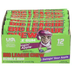 Big League Chew Swingin' Sour Apple Bubble Gum - 12 Pack 2.12 oz