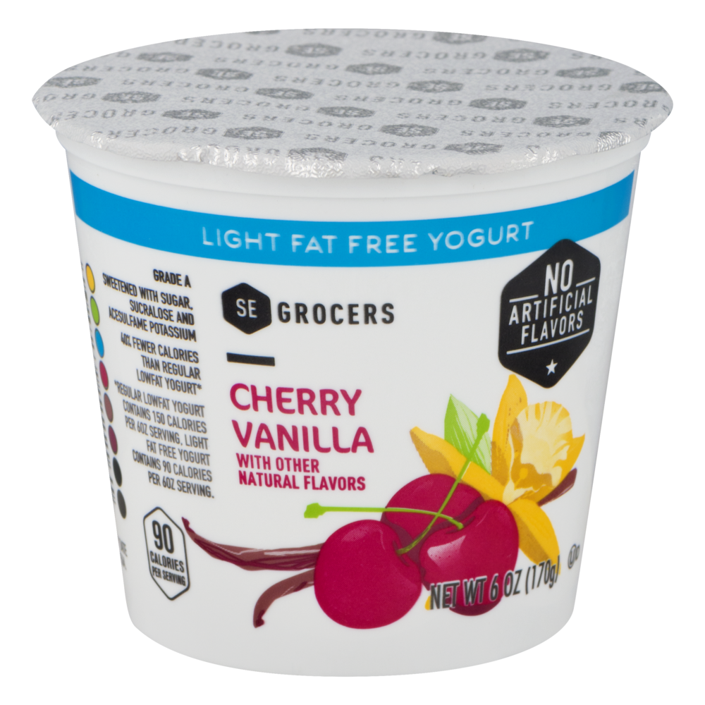 slide 1 of 1, SE Grocers Light Fat Free Cherry Vanilla Yogurt, 6 oz