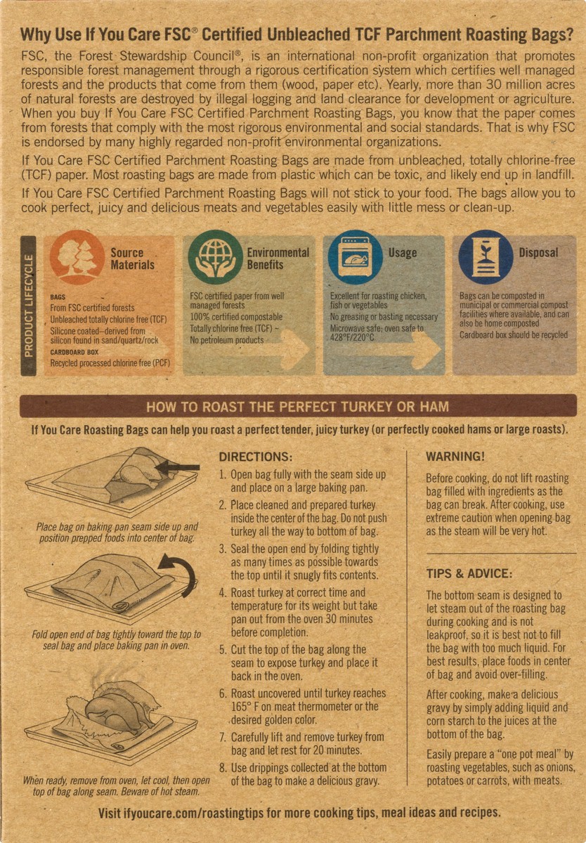slide 10 of 10, If You Care Extra Large Non-Stick Parchment Roasting Bags 2 ea, 2 ct