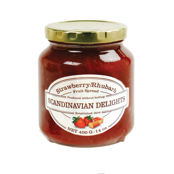 slide 1 of 1, Scandinavian Delights Strawberry Rhubarb Fruit Spread, 14 oz